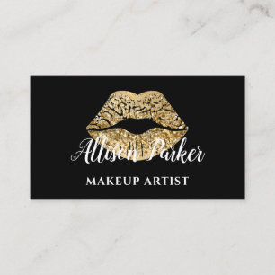 Stilvolle Gold Lips Makeup Artist Visitenkarte