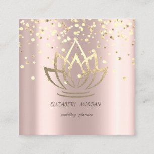 Stilvolle Gold Lotus,Confetti Rose Gold Quadratische Visitenkarte