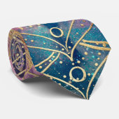 Stilvolle Gold mandala Aquarell & Nebula Farbenfro Krawatte (Gerollt)