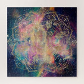 Stilvolle Gold mandala Aquarell & Nebula Farbenfro Puzzle (Horizontal)