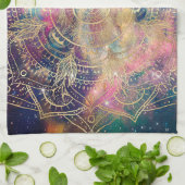 Stilvolle Gold Mandala Farbennebel Geschirrtuch (Gefaltet)