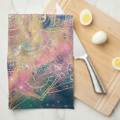 Stilvolle Gold Mandala Farbennebel Geschirrtuch (Viertel Falte)