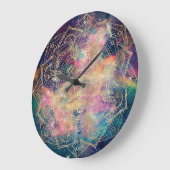 Stilvolle Gold Mandala Farbennebel Große Wanduhr (Winkel)