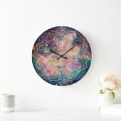 Stilvolle Gold Mandala Farbennebel Große Wanduhr (Zuhause)