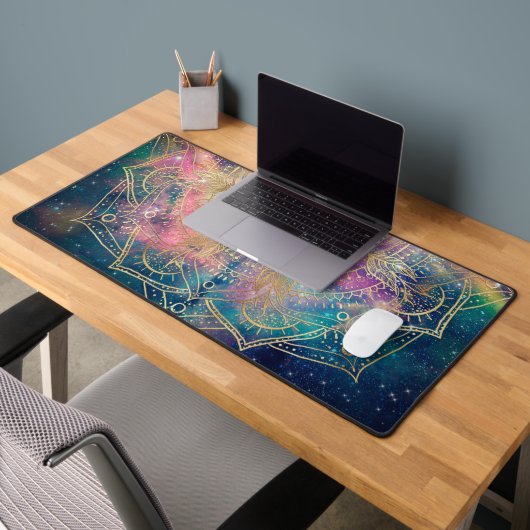 Stilvolle Gold Mandala Farbennebel Schreibtischunterlage (Büro 2)