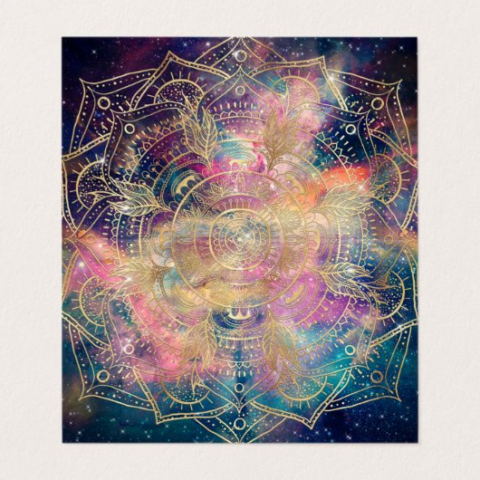 Stilvolle Gold Mandala Farbennebel Visitenkarten (Außenseite Aufgefaltet)