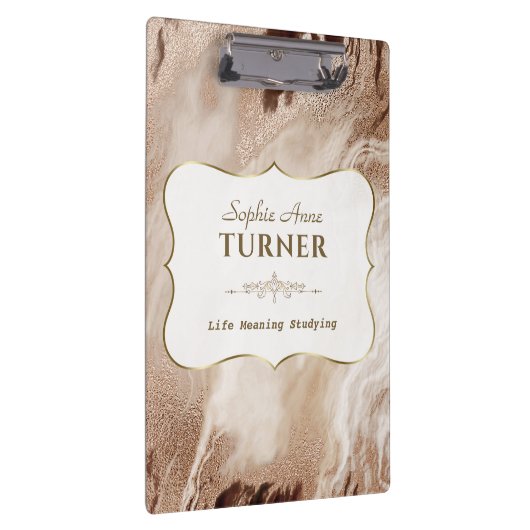 Stilvolle Gold Marble Gold Frame Monogram Klemmbrett (Rechts)