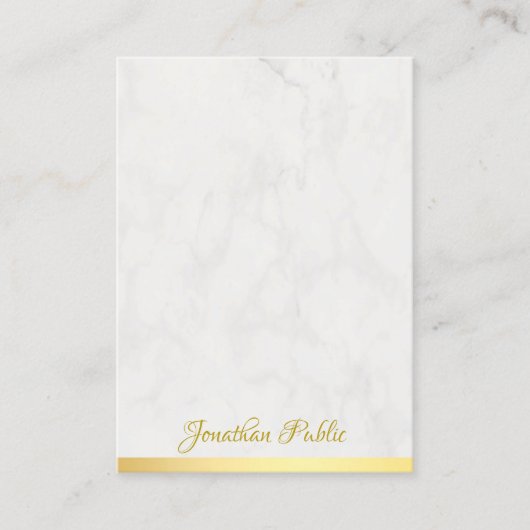 Stilvolle Gold Marble Handgeschriebene Name Templa Visitenkarte (Vorderseite)