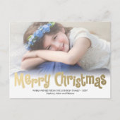 Stilvolle Gold Merry Xmas Foto Moderne Postkarte (Vorderseite)