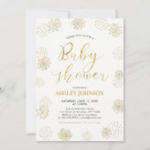 Stilvolle Gold Modern Typografy Baby Shower laden Einladung (Vorderseite)