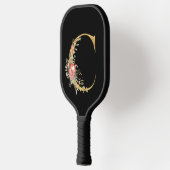 Stilvolle Gold Monogram C mit rosa Blume Pickleball Schläger (Links)