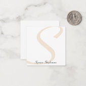Stilvolle Gold Monogram Minimalistisch Note Card Mitteilungskarte (Vorderseite/Rückseite Beispiel)
