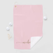 Stilvolle Gold Monogram Name Script Rosa Rosa Golfhandtuch (Insitu)