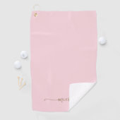 Stilvolle Gold Monogram Name Script Rosa Rosa Golfhandtuch (Insitu)
