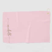 Stilvolle Gold Monogram Name Script Rosa Rosa Golfhandtuch (Horizontal)