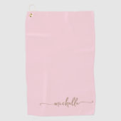 Stilvolle Gold Monogram Name Script Rosa Rosa Golfhandtuch (Vorderseite)