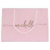 Stilvolle Gold Monogram Name Script Rosa Rosa Große Geschenktüte (Vorderseite)