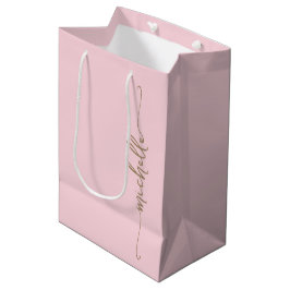 Stilvolle Gold Monogram Name Script Rosa Rosa Mittlere Geschenktüte