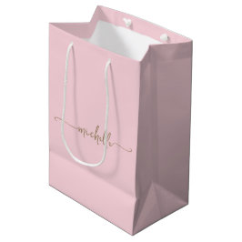 Stilvolle Gold Monogram Name Script Roush Pink Lar Mittlere Geschenktüte
