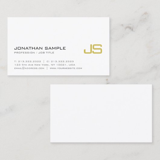 Stilvolle Gold Monogram Schlicht Modern Luxury Tre Visitenkarte (Vorne/Hinten)