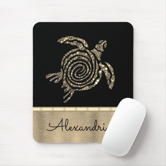 Stilvolle Gold Mosaikschildkröte Mousepad (Mit Mouse)
