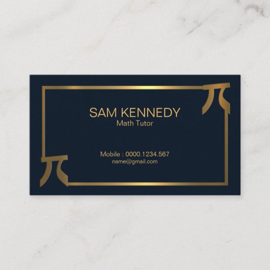 Stilvolle Gold Pi Border Math Tutor Visitenkarte (Vorderseite)
