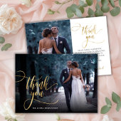 Stilvolle Gold Script 2 Foto Wedding Dankeschön Ca Dankeskarte