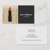 Stilvolle Gold Sequin Makeup Artist Lipstick Beaut Visitenkarte (Vorne/Hinten)
