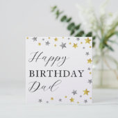 Stilvolle Gold & Silver Stars Glückwunsch zum Gebu (Stehend Vorderseite)