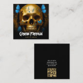 Stilvolle Gold Skull Butterflies Tattoo Artist Quadratische Visitenkarte (Vorne/Hinten)