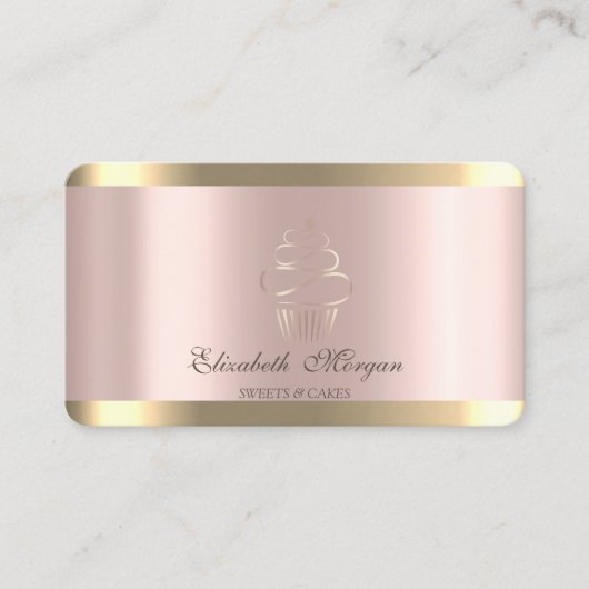 Stilvolle Gold Stripe Rose Gold Cupcake Visitenkarte (Vorderseite)