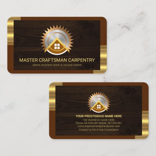 Stilvolle Gold Tab Rahmen Holz Holz Visitenkarte (Vorne/Hinten)