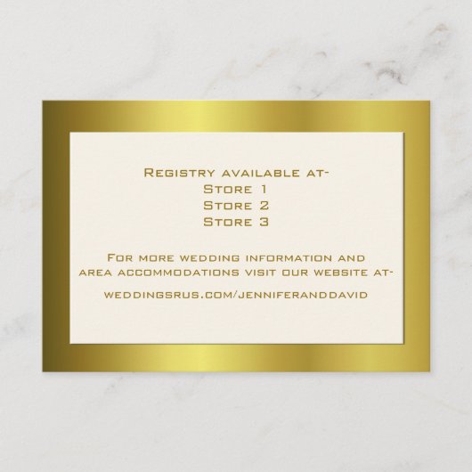 Stilvolle Gold Tone Wedding Information Card Begleitkarte (Vorderseite)