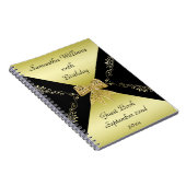 Stilvolle Gold- und Black Decorative Bow Geburtsta Notizblock (Rechte Seite)