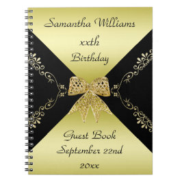Stilvolle Gold- und Black Decorative Bow Geburtsta Notizblock