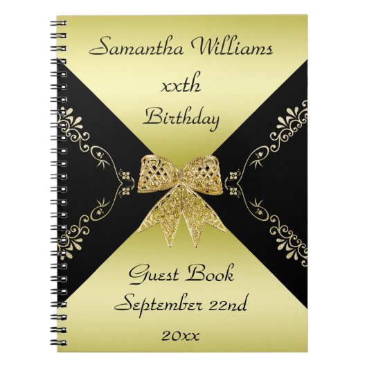Stilvolle Gold- und Black Decorative Bow Geburtsta Notizblock (Vorderseite)