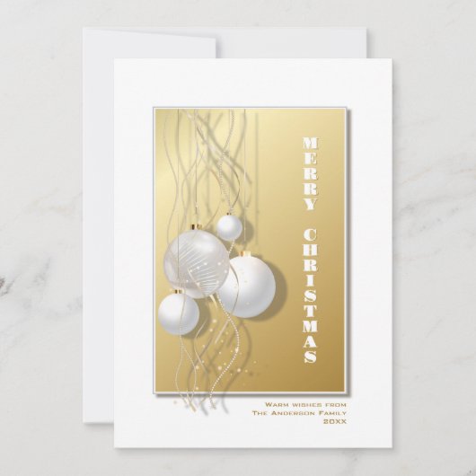 Stilvolle Gold White Baubles Weihnachten (Vorderseite)