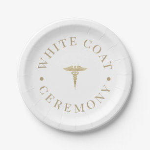 Stilvolle Gold White Coat Zeremonie Pappteller