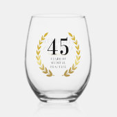 Stilvolle Gold Wreath Anniversary Name Weinglas Ohne Stiel (Vorderseite)