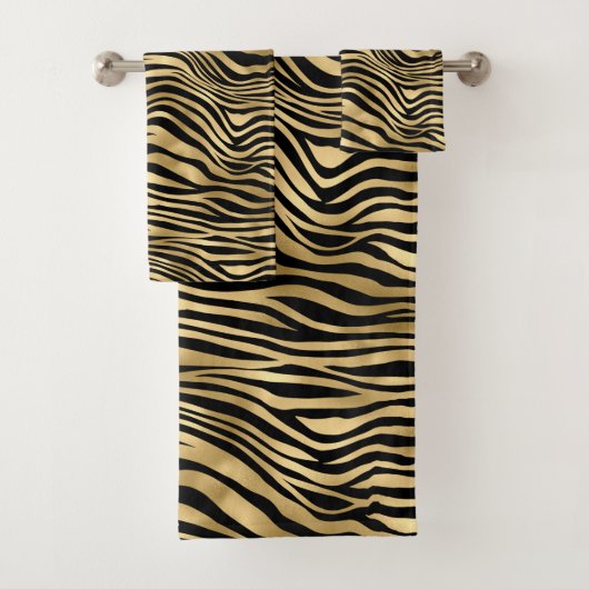 Stilvolle Gold Zebra Print Badhandtuch Set (Insitu)