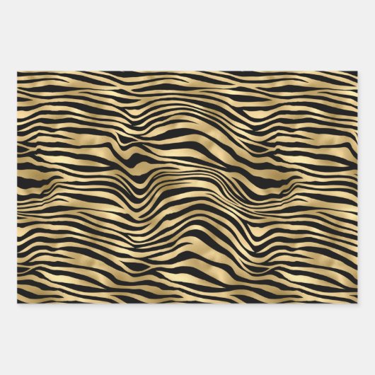 Stilvolle Gold Zebra Print Geschenkpapier Set (Vorderseite)