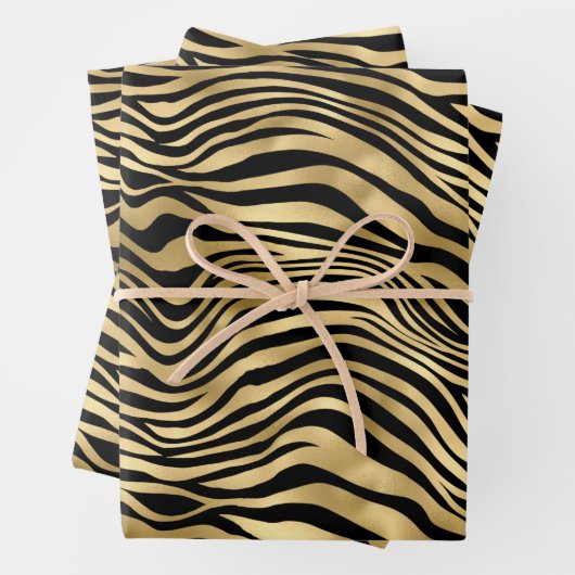 Stilvolle Gold Zebra Print Geschenkpapier Set (Beispiel)