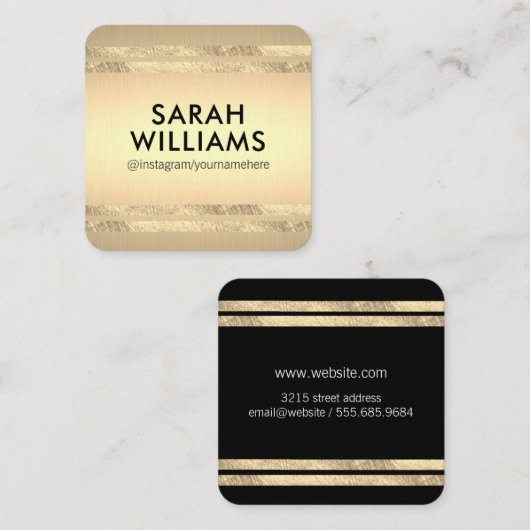 Stilvolle Goldakzente Quadratische Visitenkarte (Vorne/Hinten)