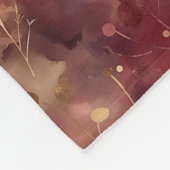 Stilvolle goldbordeauxfarbene abstrakte Blumenmust Fleecedecke (Ecke)