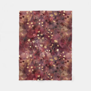 Stilvolle goldbordeauxfarbene abstrakte Blumenmust Fleecedecke