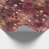 Stilvolle goldbordeauxfarbene abstrakte Blumenmust Geschenkpapier (Ecke)
