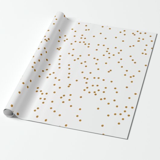 Stilvolle Goldconfetti-Tupfen auf Weiß Geschenkpapier (Ungerollt)