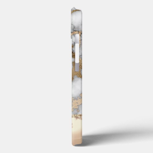 Stilvolle Goldcreme-Marmor-Monogram Case-Mate iPhone Hülle (Rückseite / Links)