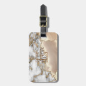 Stilvolle Goldcreme-Marmor-Monogram Gepäckanhänger (Vorderseite vertikal)