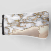 Stilvolle Goldcreme-Marmor-Monogram Golf Headcover (Vorderseite)